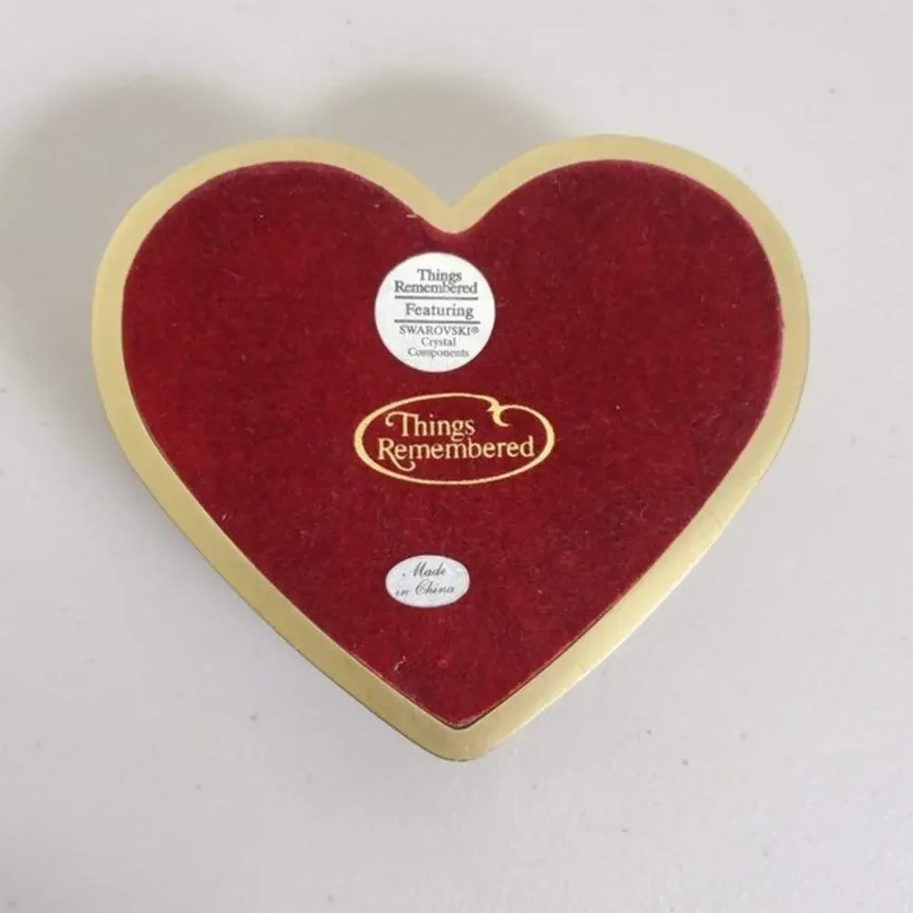 Things Remembered Heart Keepsake Box Gold Velvet Lined Jewelry Valentine Gift